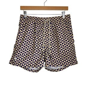 OAS Mens Puzzle Swim Shorts Sz Small Purple Lined Drawstring